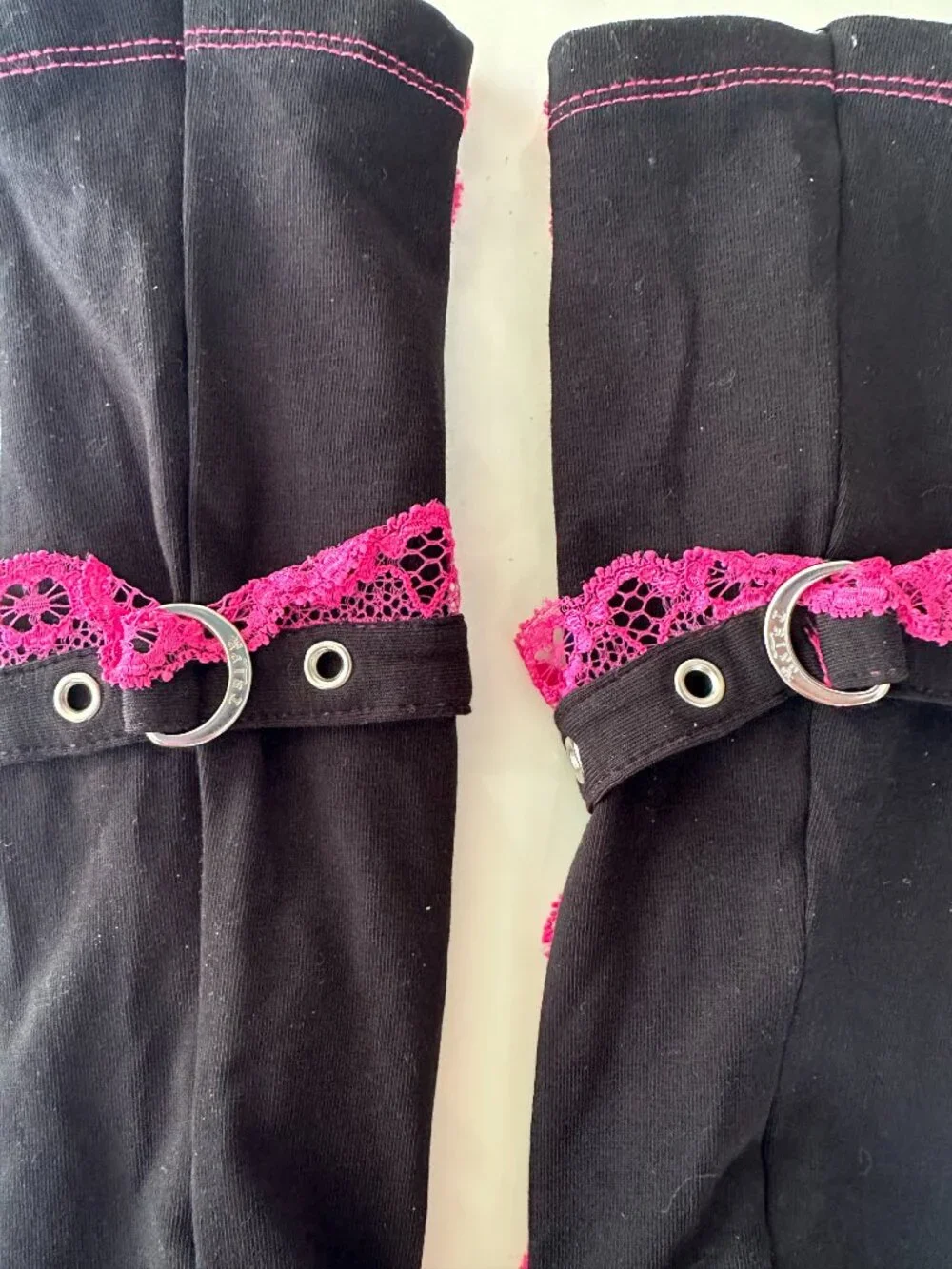 Tripp NYC Hot Pink Lolita Lace Up Gloves OS